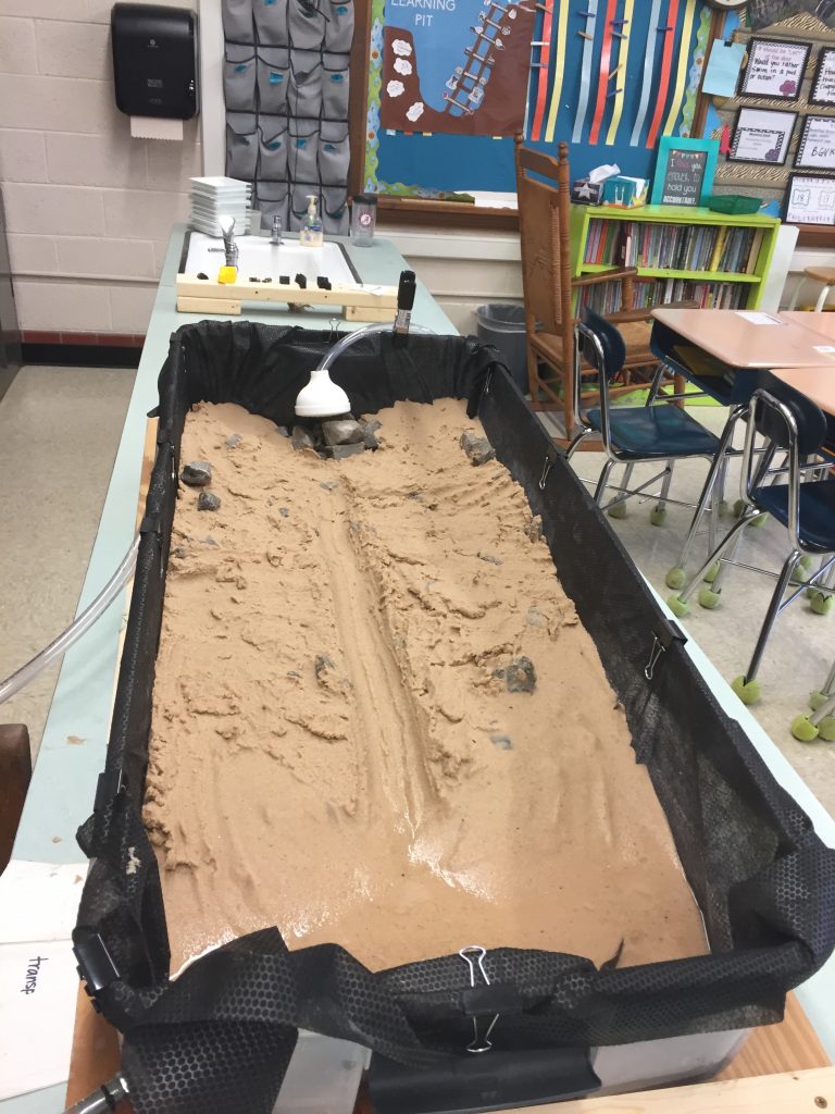 The tub after leftover sand was added